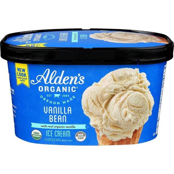 aldens organic vanilla bean ice cream store-bought via amazon.com 521