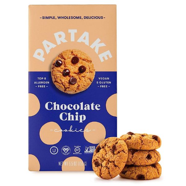 partake gluten free vegan crunchy chocolate chip cookies store-bought via amazon.com 1