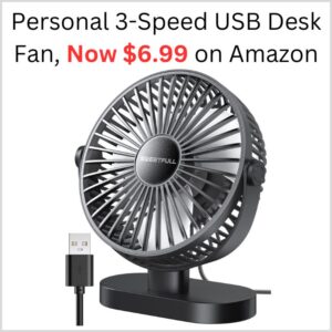 Personal 3-Speed USB Desk Fan, Now $6.99 on Amazon 1