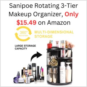 Sanipoe Rotating 3-Tier Makeup Organizer, Only $15.49 on Amazon 1