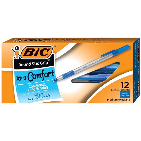 bic round stic grip xtra comfort ballpoint pen store-bought via amazon.com 1418