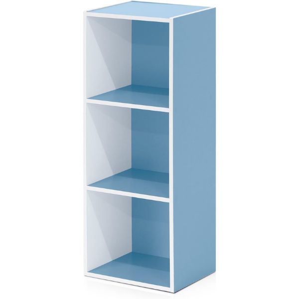 blue 3 tier bookcases store-bought via amazon.com 1251